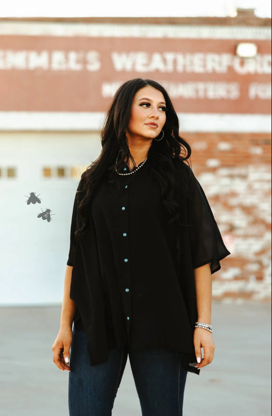 Go With The Flow Top- Black