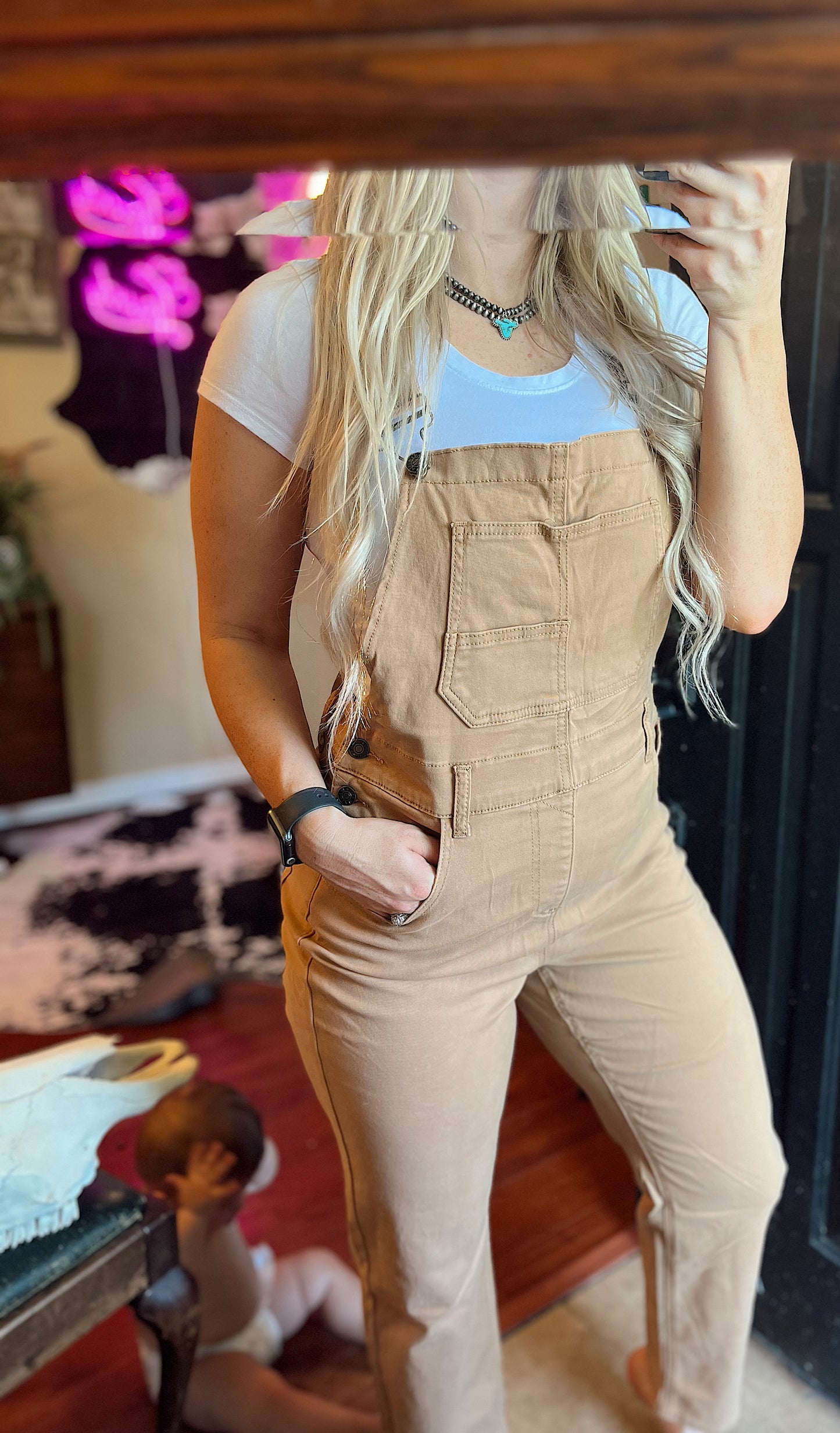 Khaki Denim Overalls