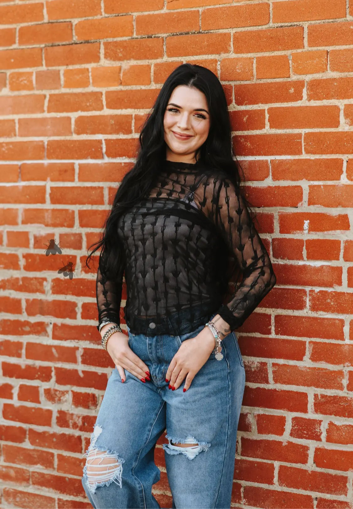 Lariat Lace Mesh Top- Midnight