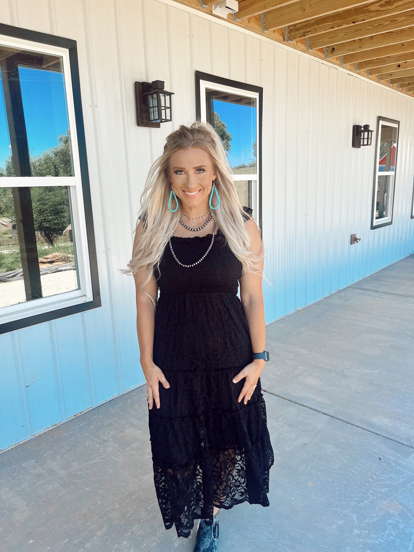 Black Lace Midi Dress