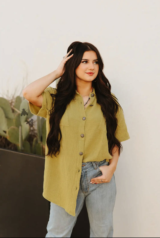 Rodeo Grounds Button Up- Verde
