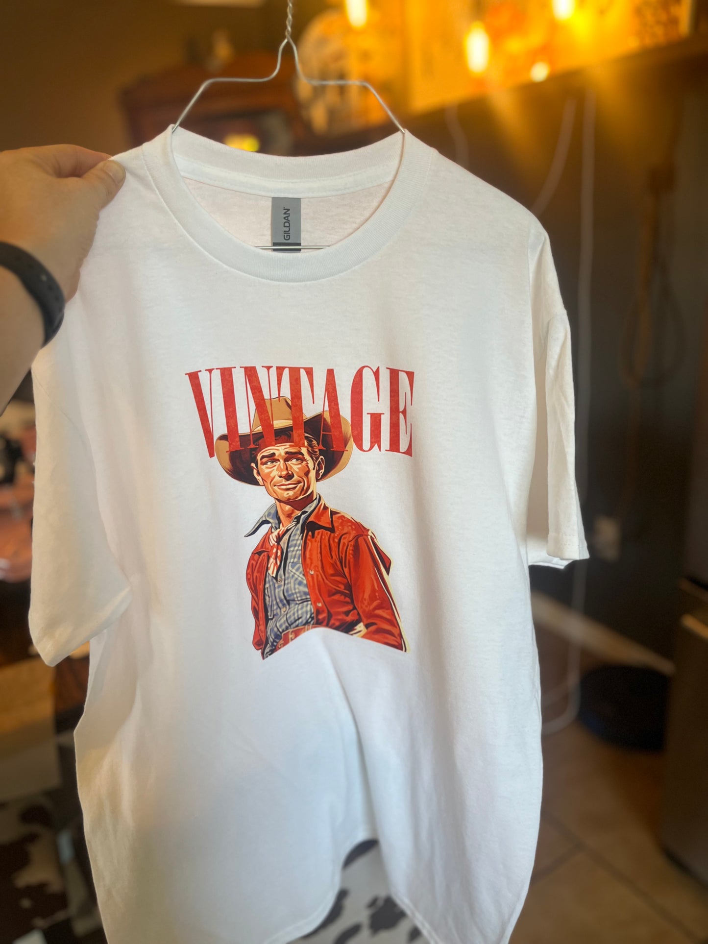 VINTAGE Cowboy Tee-Gildan