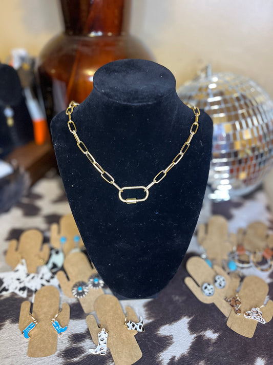 Gold Paperclip Chain with Oval Closure