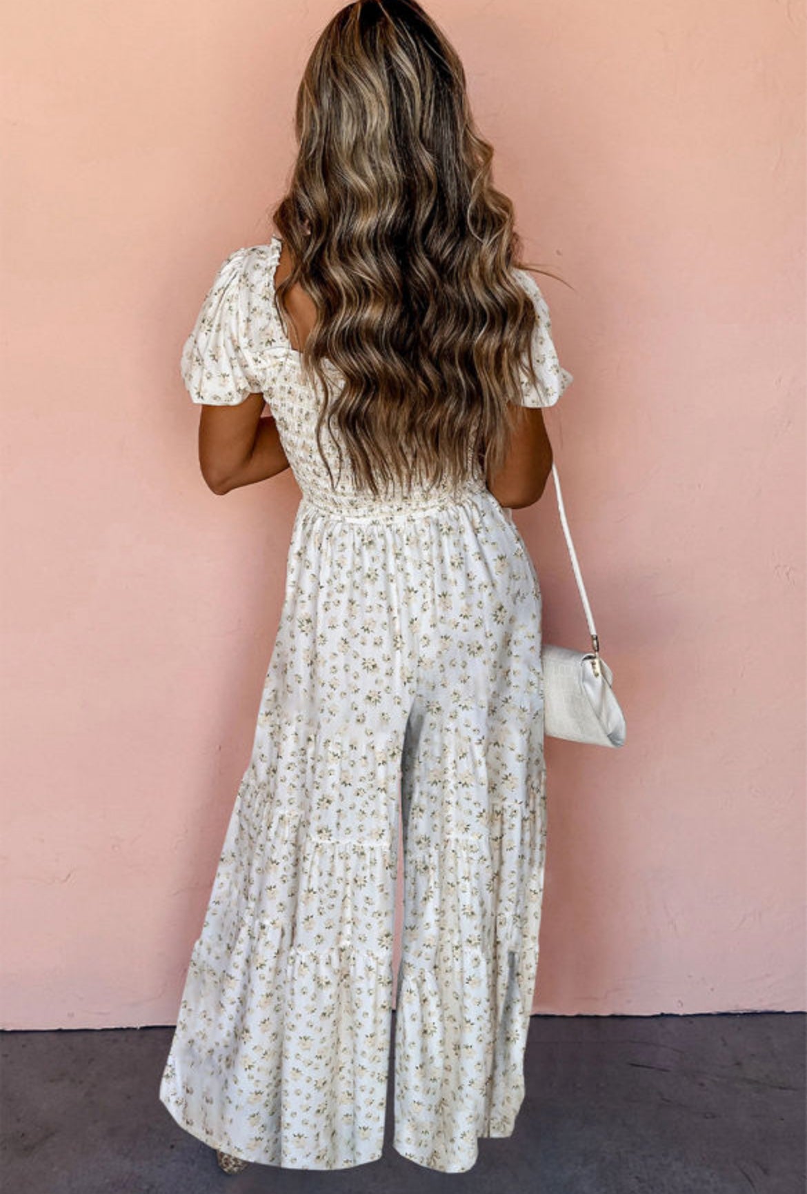 White Floral Wide Leg Jumpsuit