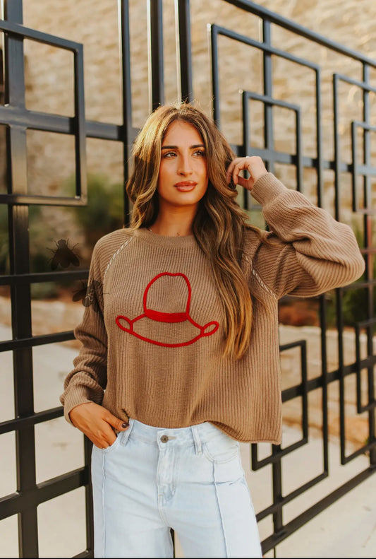 Hats Off Knit Sweater- Taupe