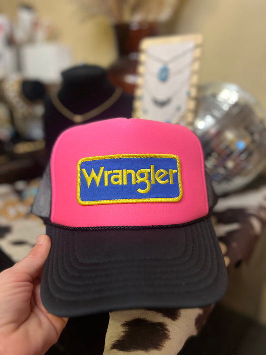 Hot Pink & Black Wrangler Trucker Hat