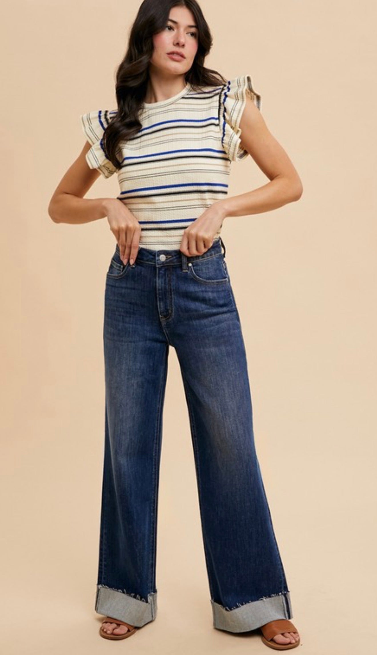 90’s Stretch Cuffed High Rise Straight Jeans
