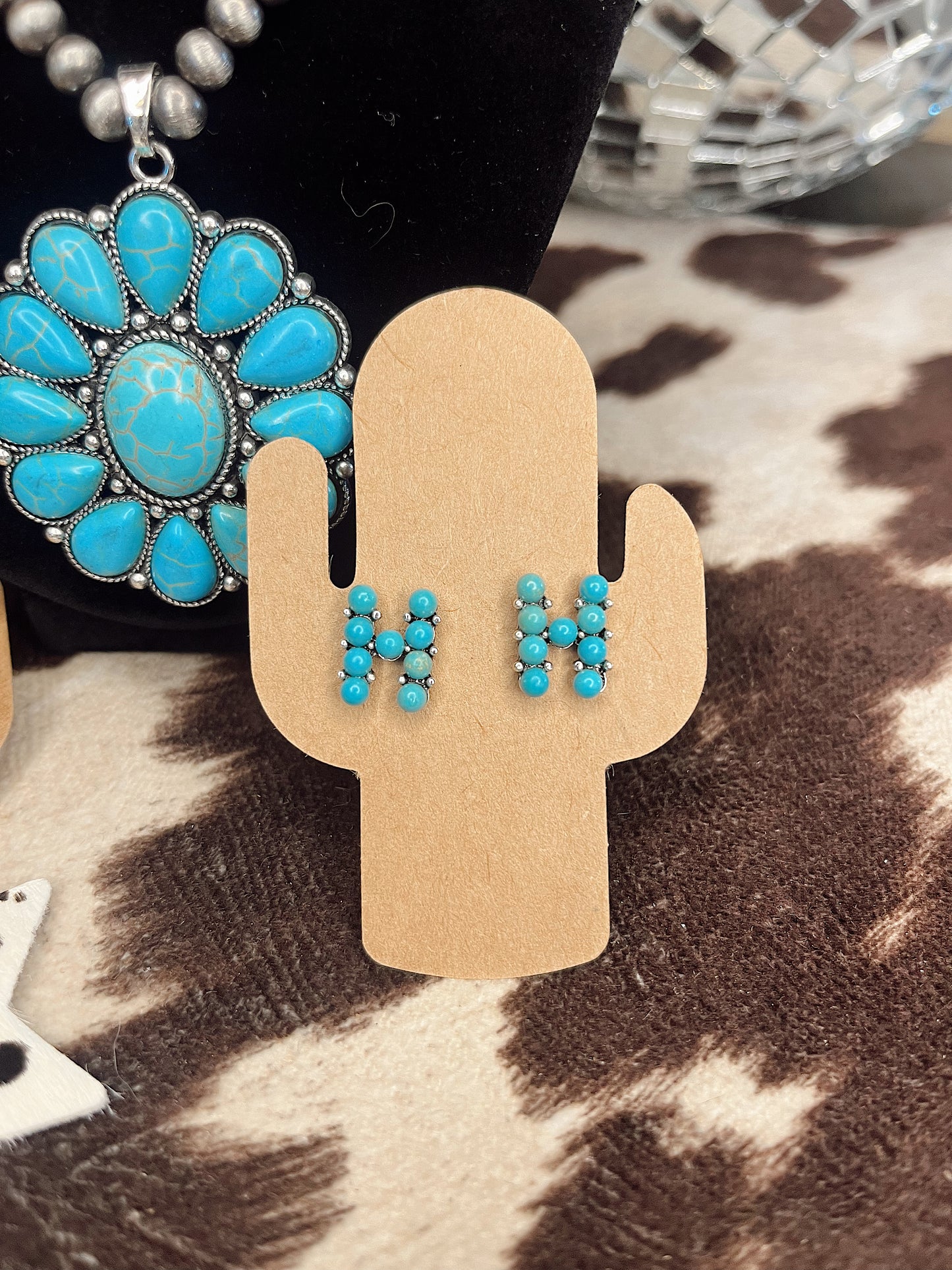 Turquoise Initial Stud Earrings