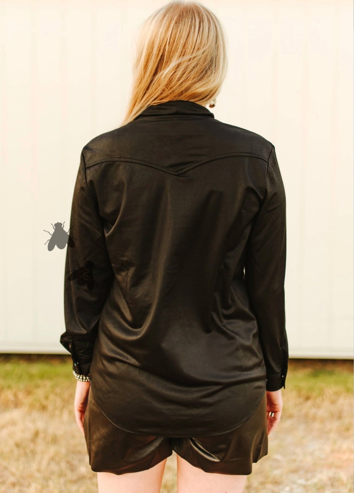 Leather Outlaw Turquoise Pearl Snap— Midnight