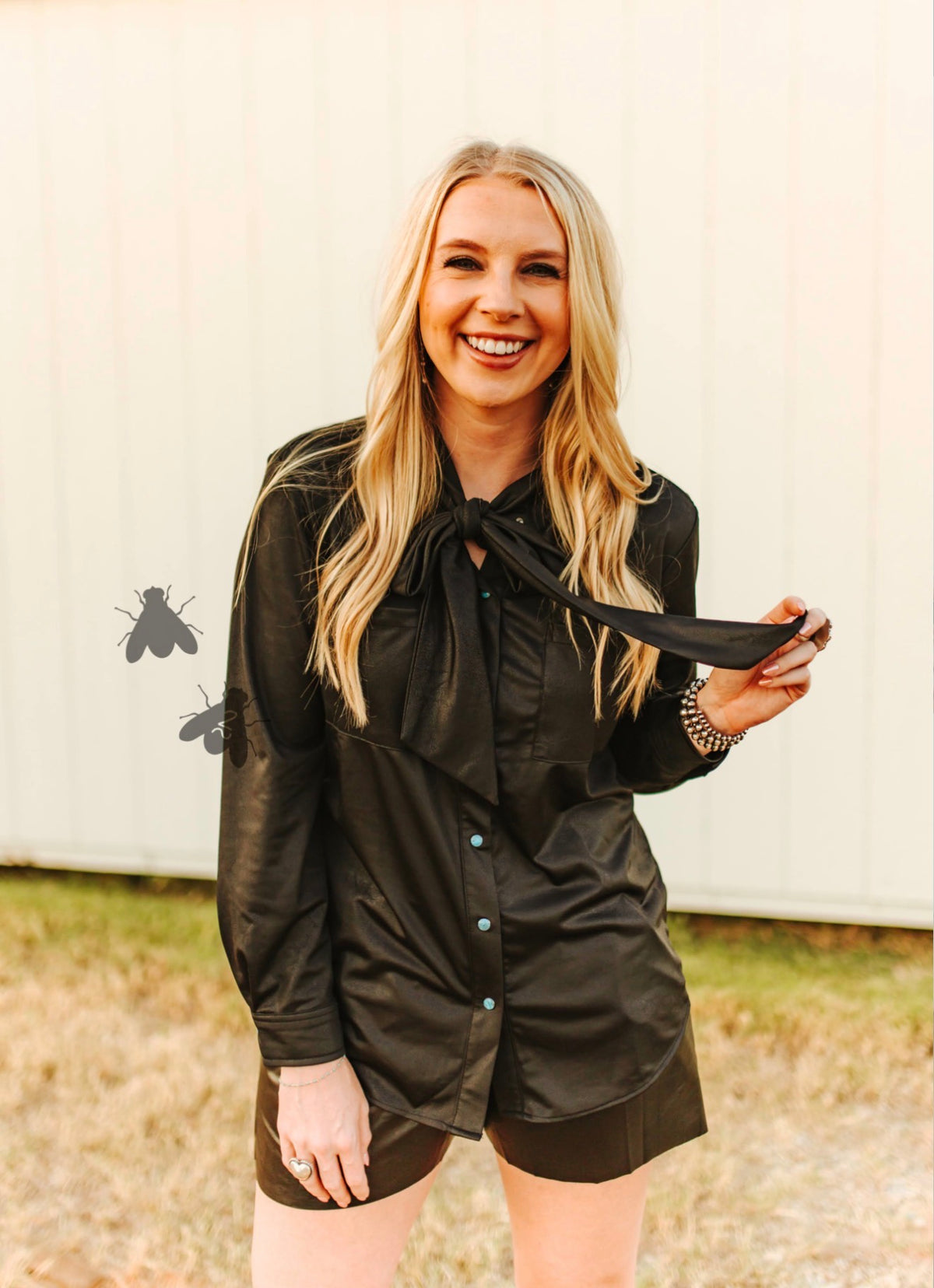 Leather Outlaw Turquoise Pearl Snap— Midnight