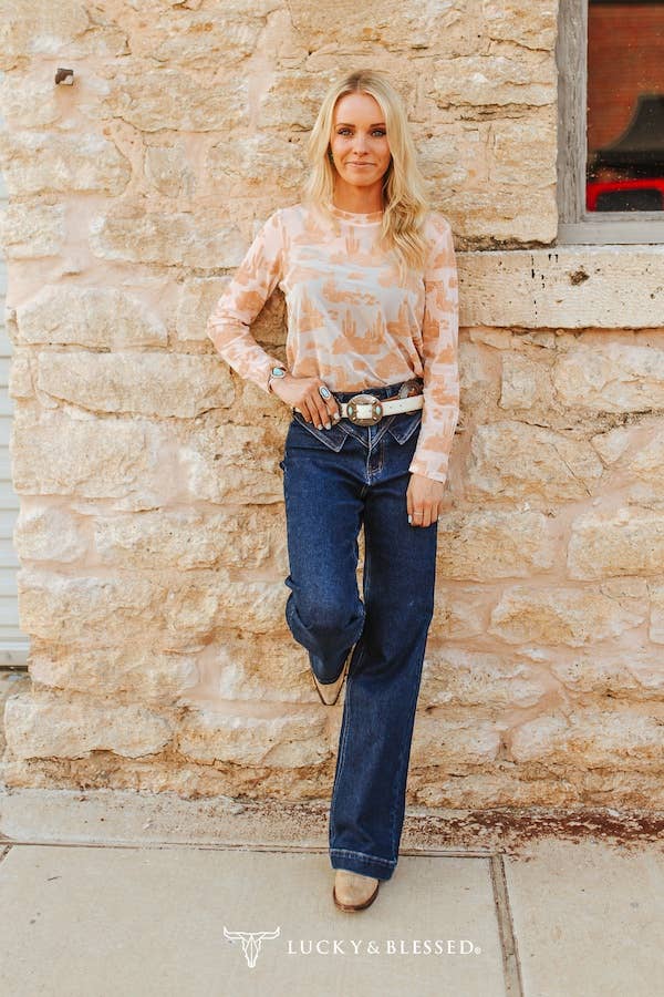Dark Wash High Rise V-Yoke Trouser Denim Jeans