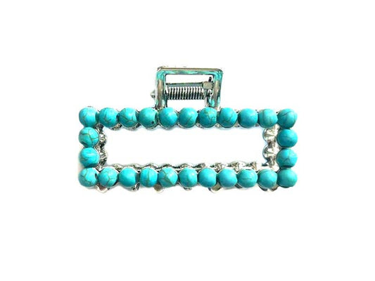 Western Mini Navajo Pearl Hair Claw: TURQUOISE
