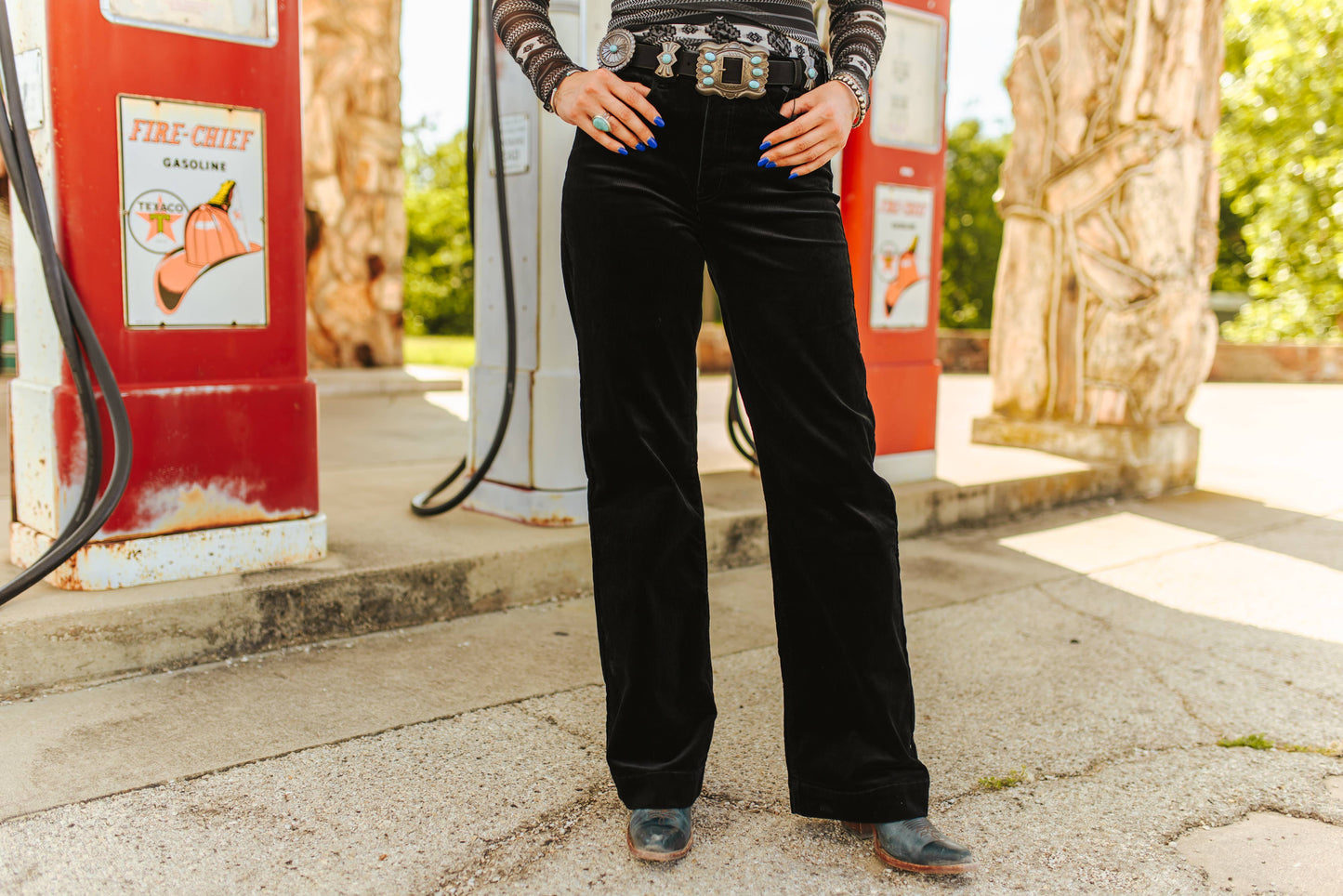 Black Corduroy Mid-Rise Trouser Jeans: Lucky & Blessed