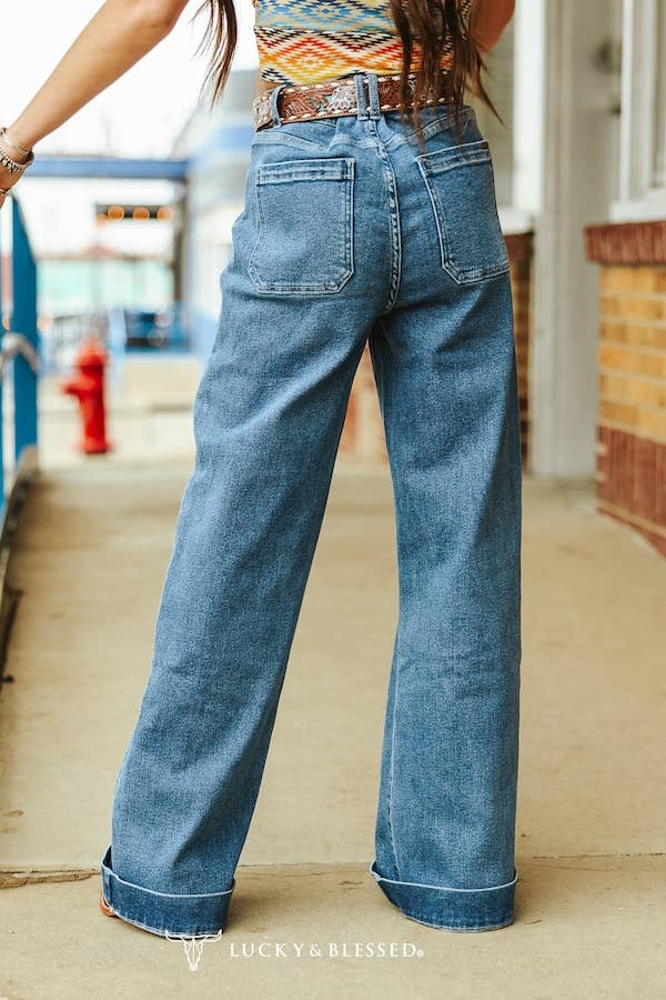 High Rise Trouser Jeans - Midwash