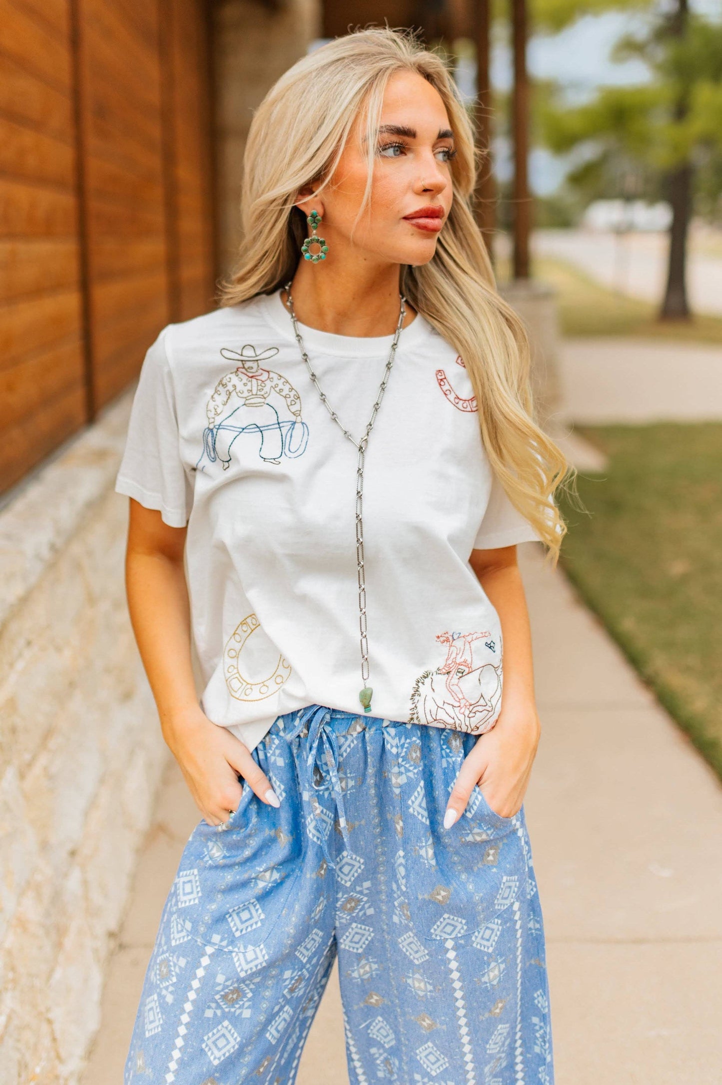 The Roping Cowboy Embroidery Tee