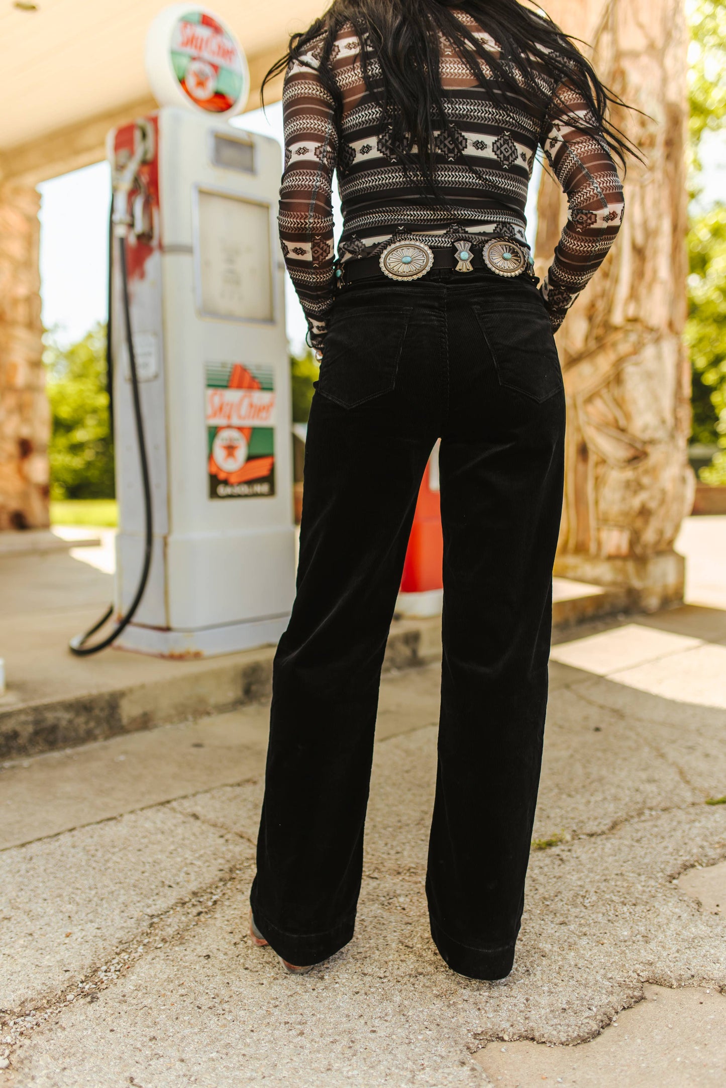 Black Corduroy Mid-Rise Trouser Jeans: Lucky & Blessed