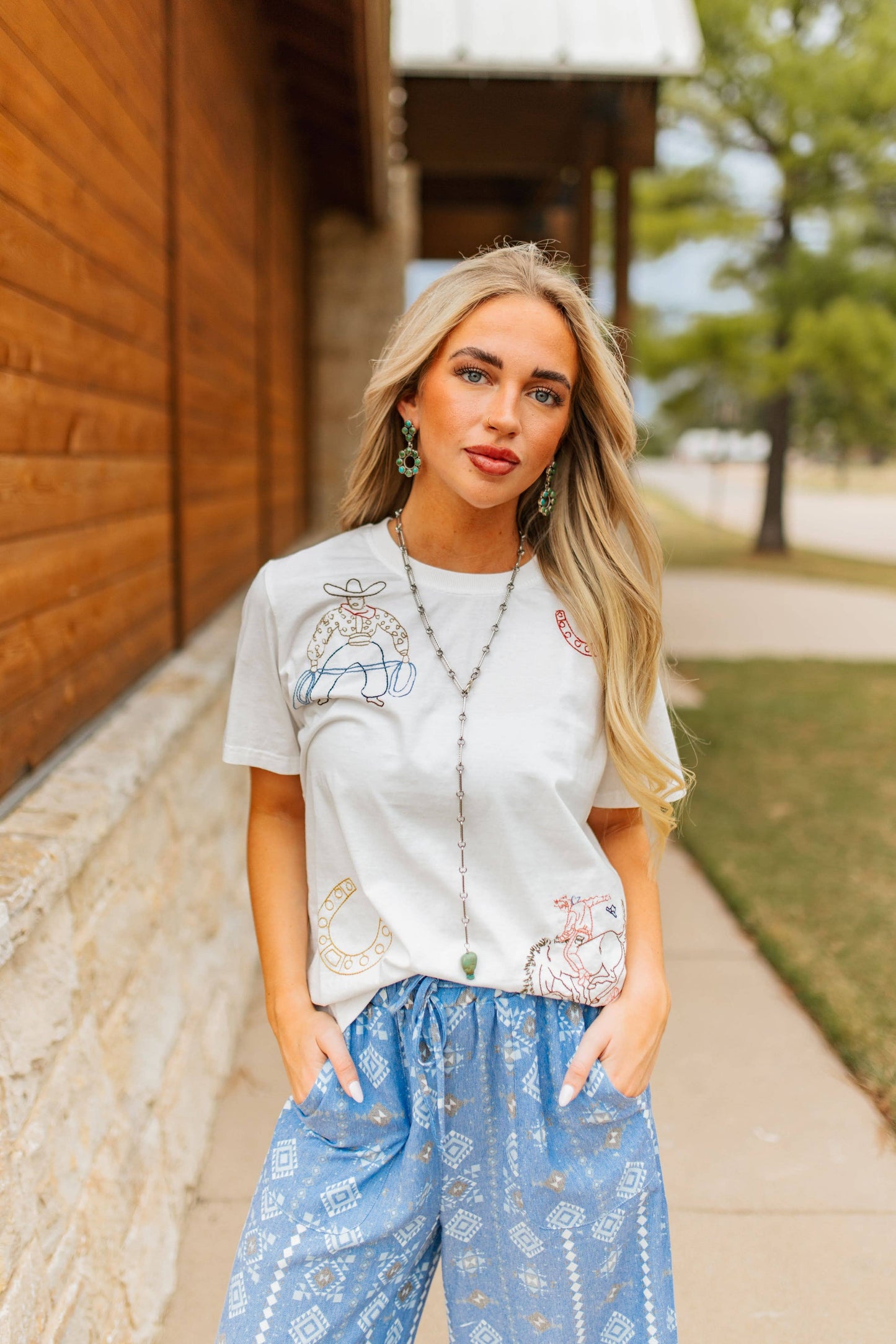 The Roping Cowboy Embroidery Tee