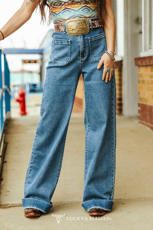 High Rise Trouser Jeans - Midwash