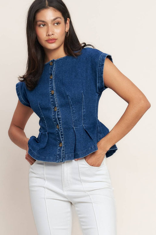 A Washed Denim Top— Medium Indigo